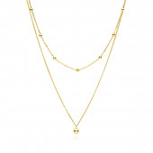 Colier argint placat cu aur galben cu dublu lantisor si bilute DiAmanti Z1749NG-DIA